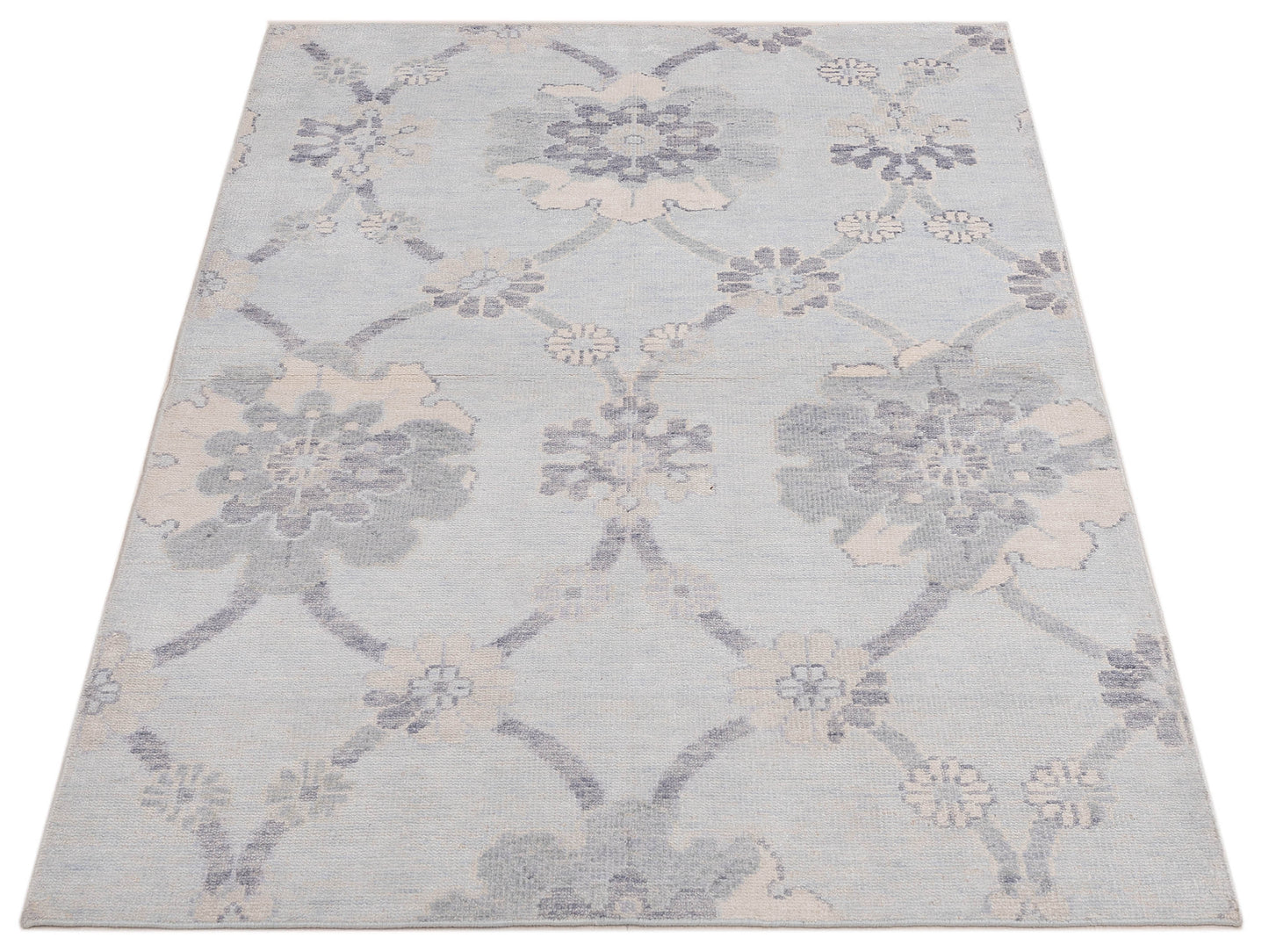Tenzari Silver 4.2x6.5 Hand Knotted Rug