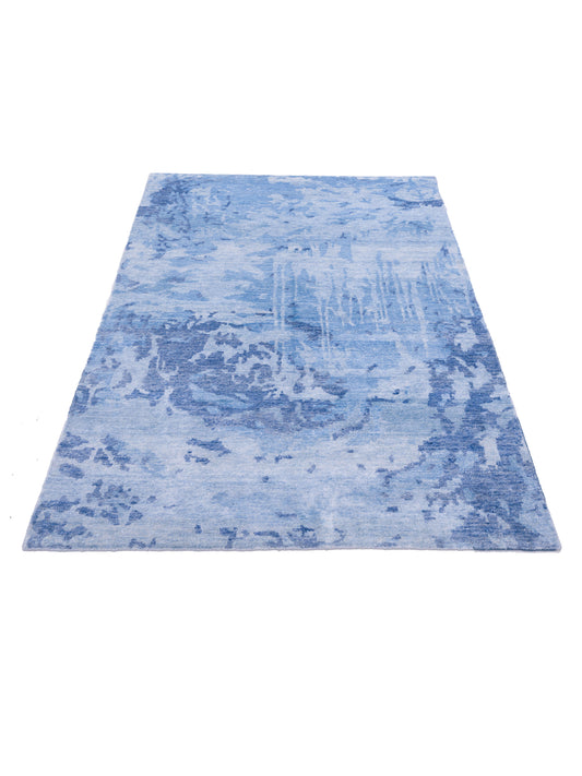 Tenzari Blue 3.11x5.10 Hand Knotted Rug