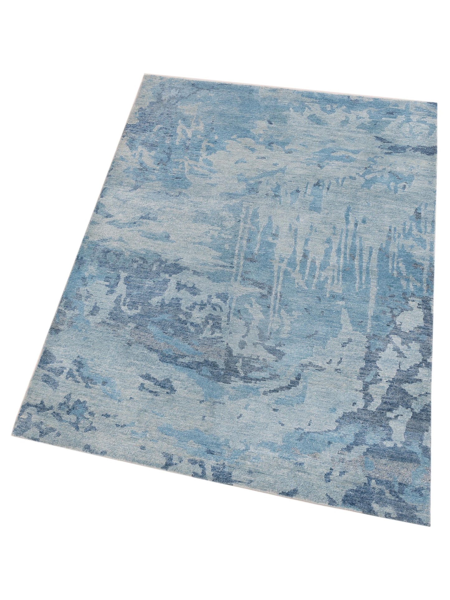 Tenzari Blue 4x5.10 Hand Knotted Rug