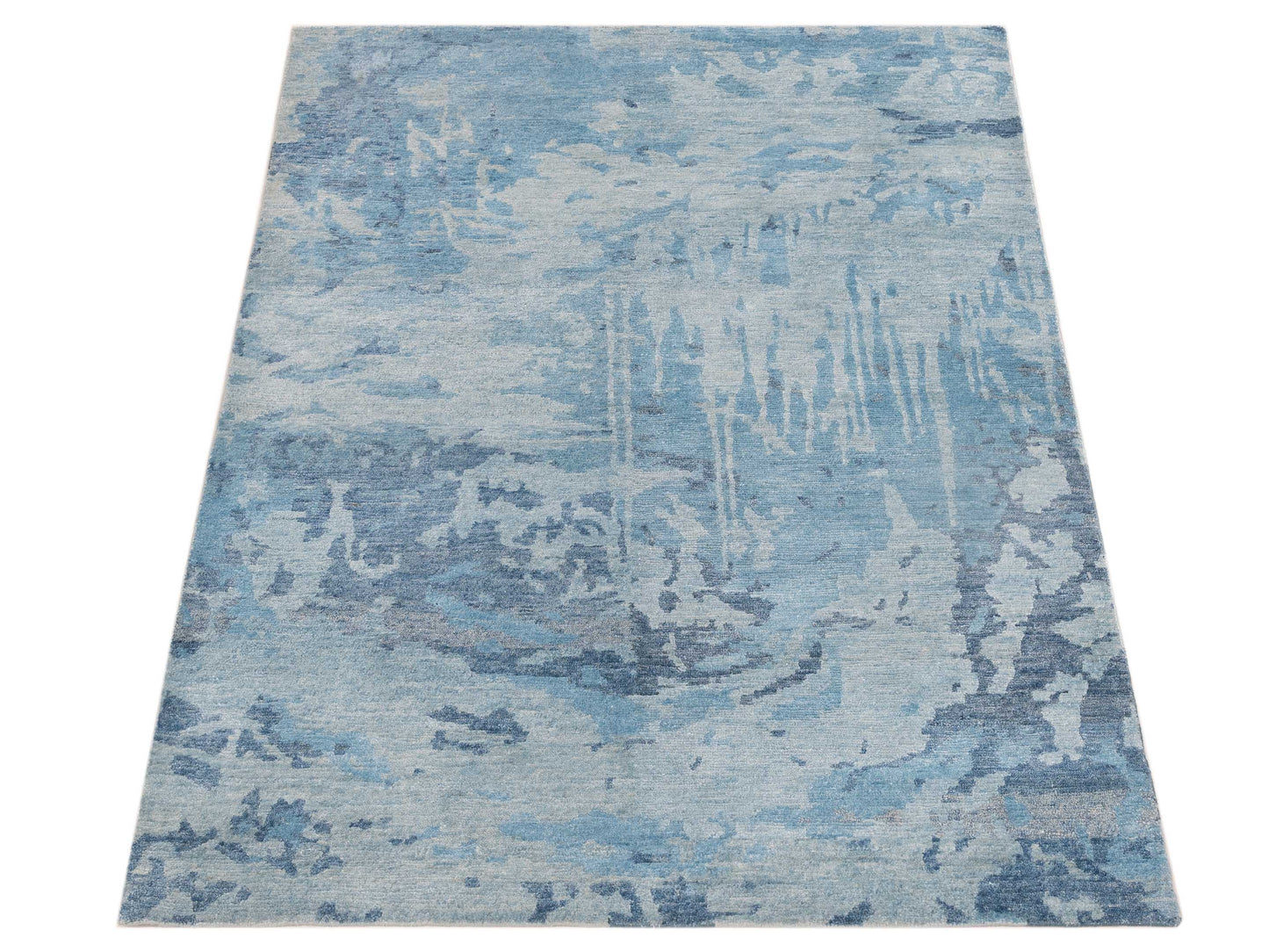 Tenzari Blue 4x5.10 Hand Knotted Rug