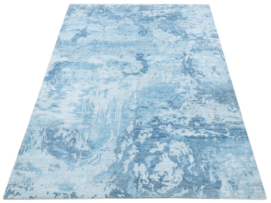 Tenzari Blue 8x9.11 Hand Knotted Rug