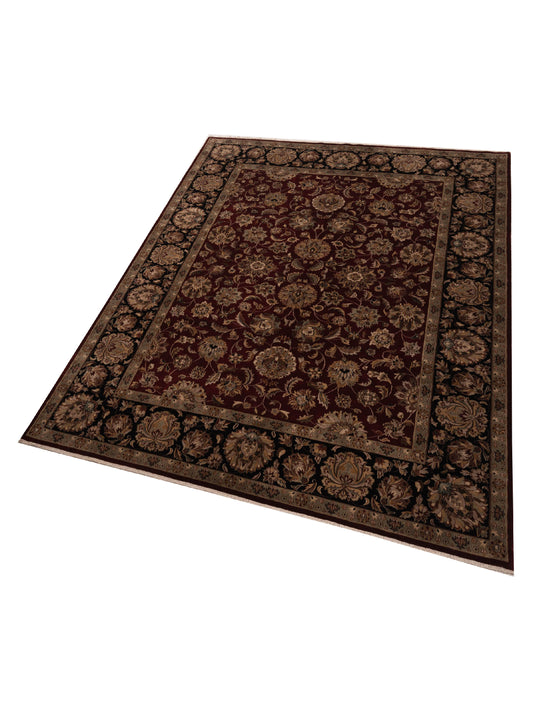 Corvella Burgundy Black 9x11.11 Hand Knotted Rug
