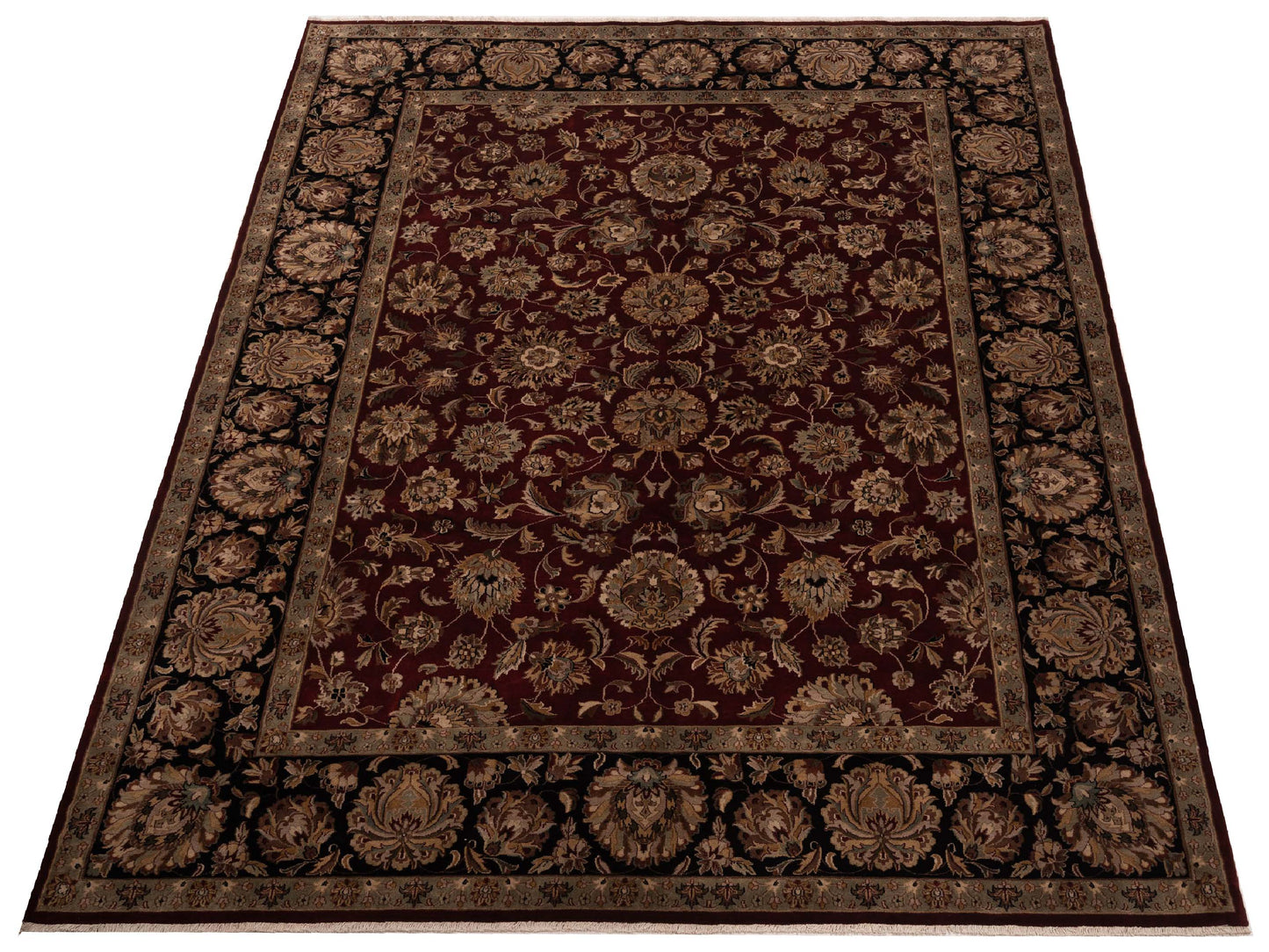 Corvella Burgundy Black 9x11.11 Hand Knotted Rug