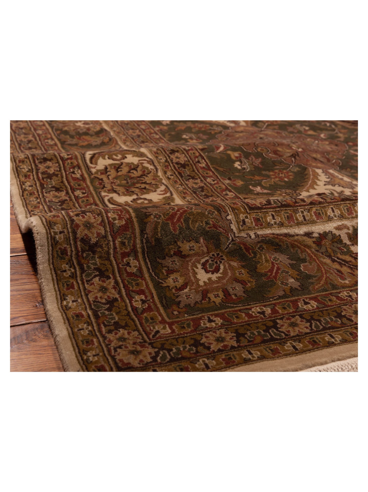 Corvella Beige Green 8.10x11.9 Hand Knotted Rug