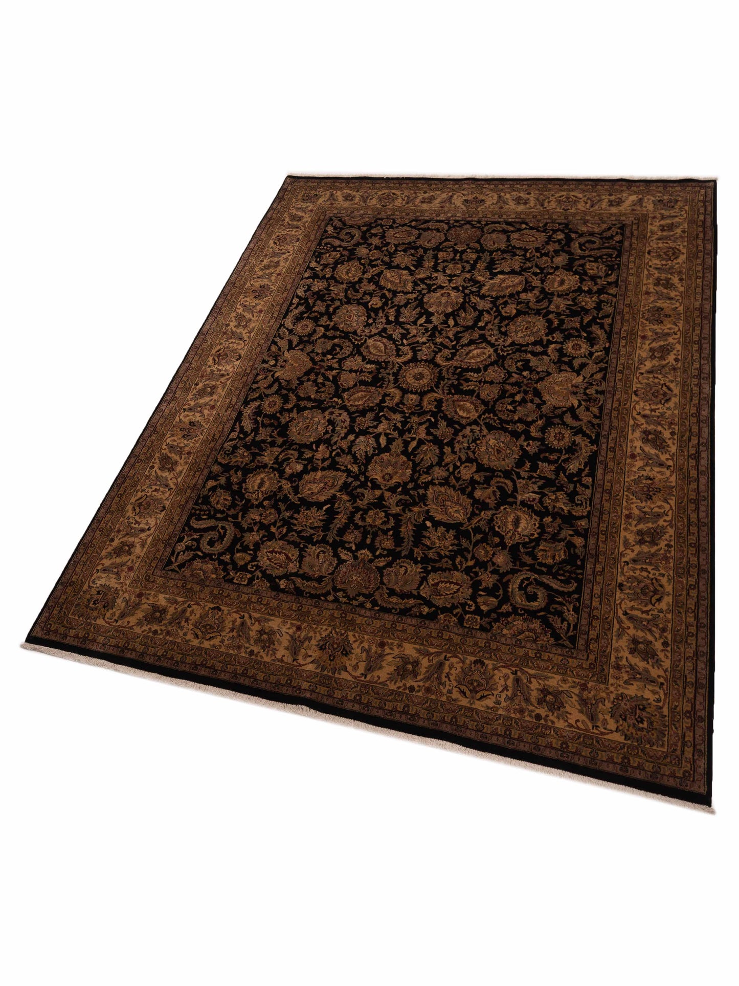 Corvella Black Beige 8.9x11.10 Hand Knotted Rug