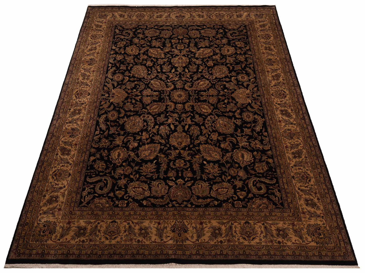 Corvella Black Beige 8.9x11.10 Hand Knotted Rug
