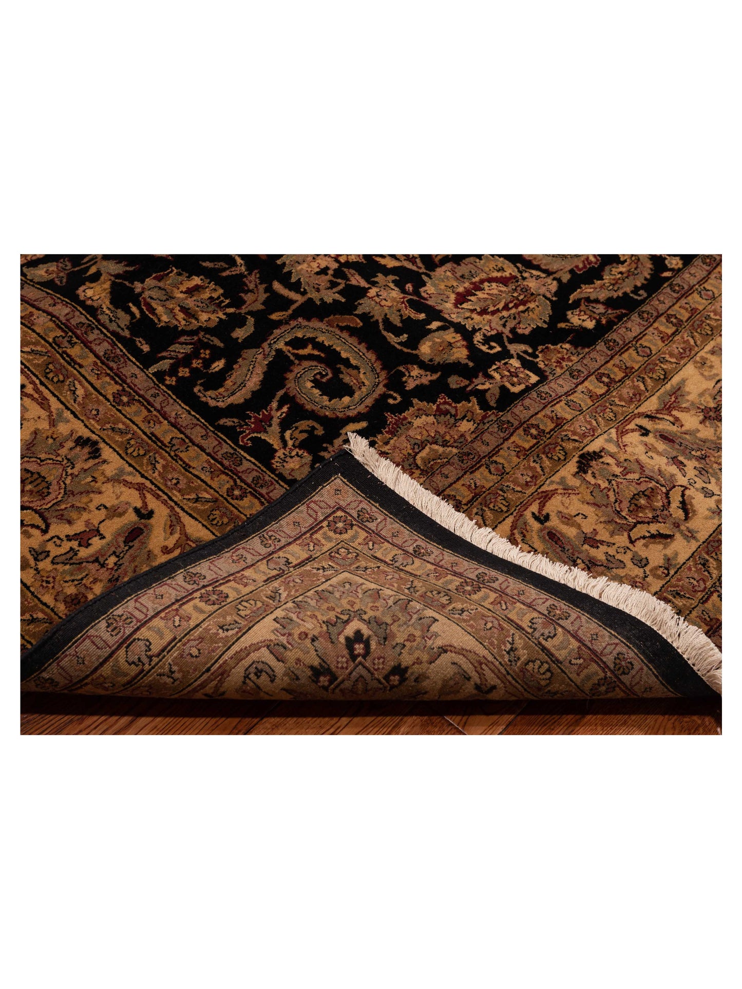 Corvella Black Beige 8.9x11.10 Hand Knotted Rug