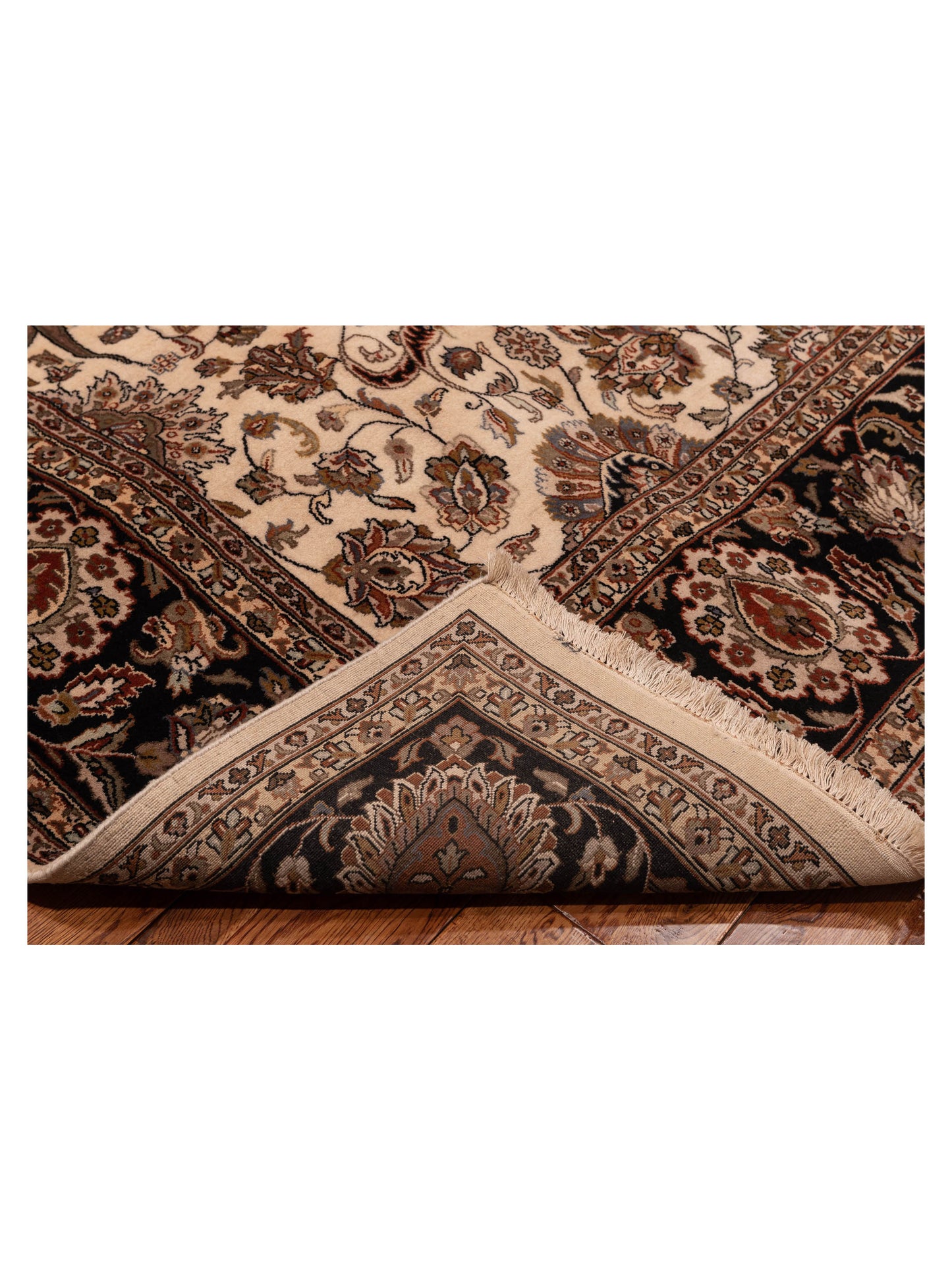 Corvella Ivory Black 9x12 Hand Knotted Rug