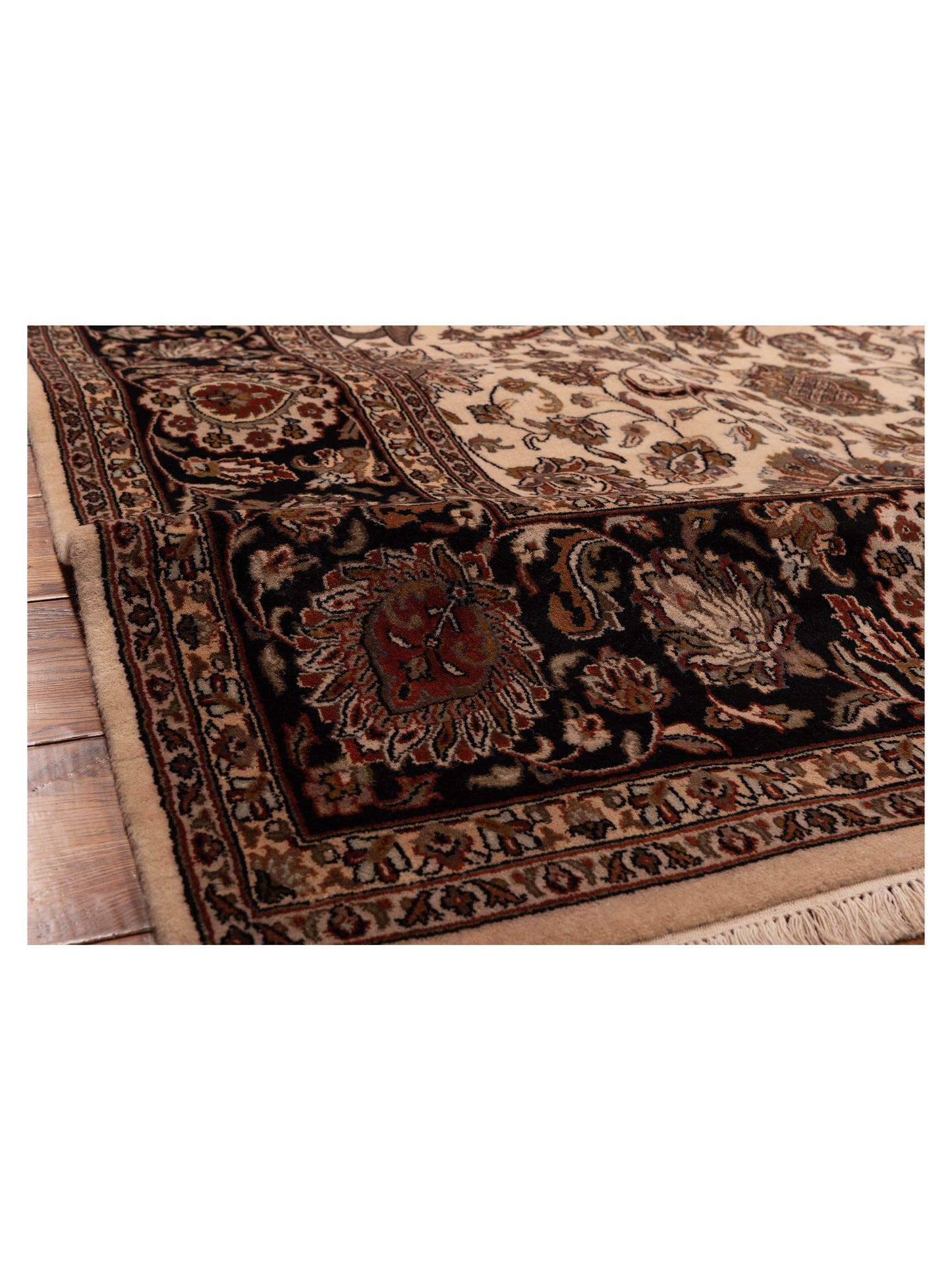 Corvella Ivory Black 9x12 Hand Knotted Rug