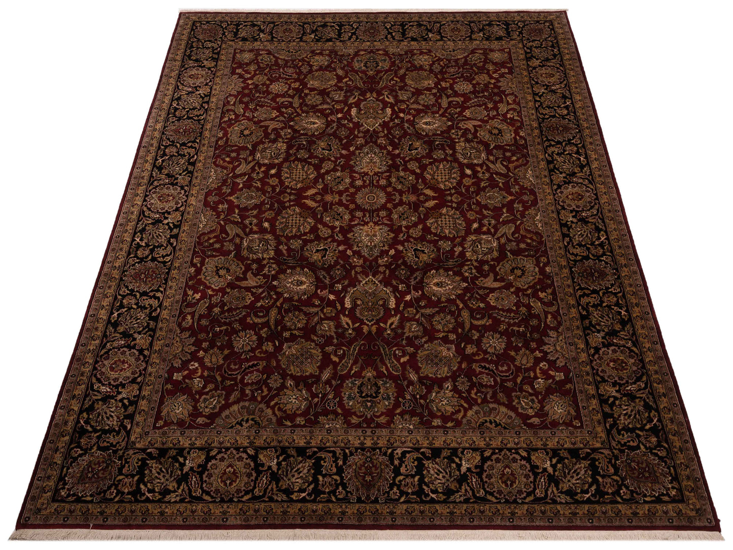 Corvella Burgundy Black 9x12 Hand Knotted Rug