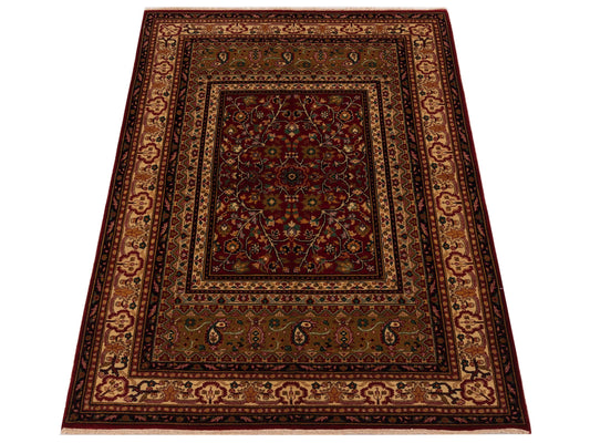 Sansira Red Ivory 4.2x6.1 Hand Knotted Rug