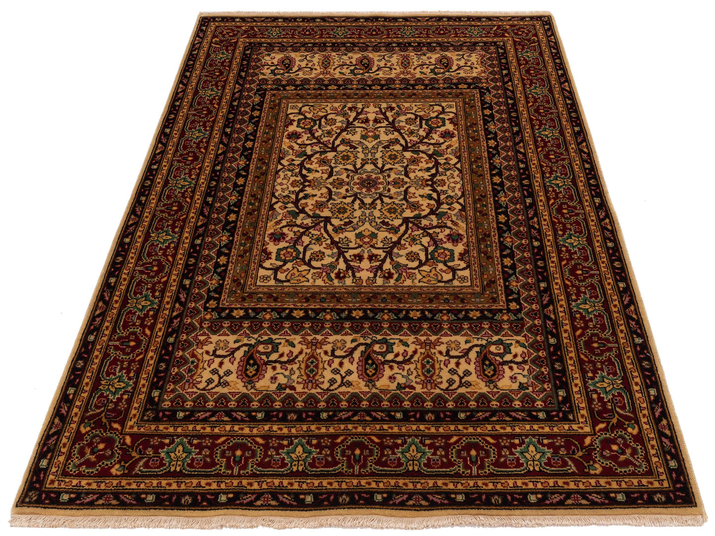 Sansira Ivory Red 4.2x6.2 Hand Knotted Rug