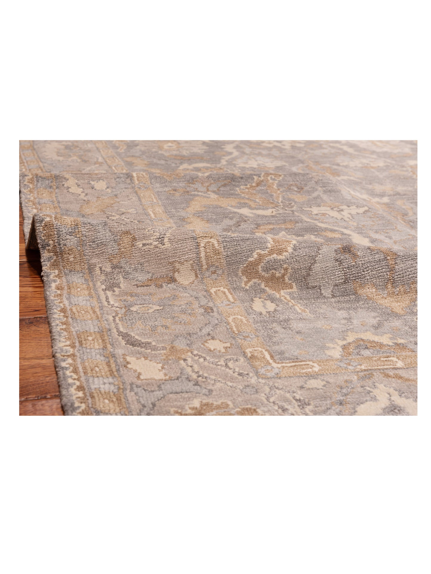 Tenzari Gray Silver 5.2x7.9 Hand Knotted Rug