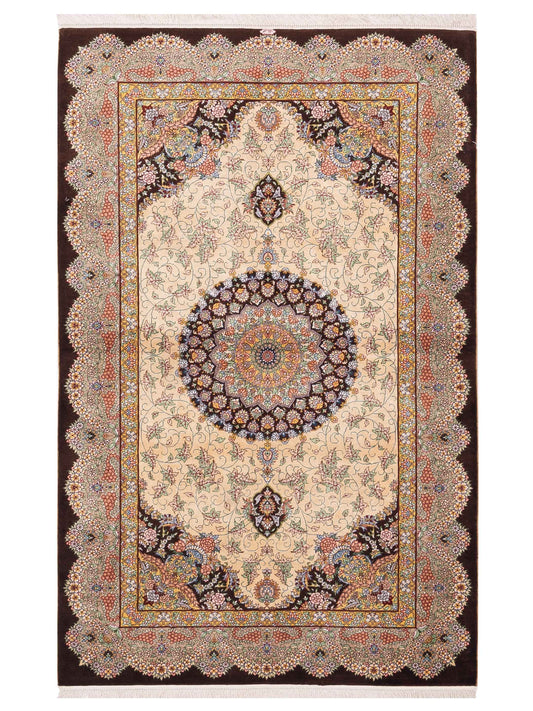 Pasha Pure Silk  Beige Brown Traditional