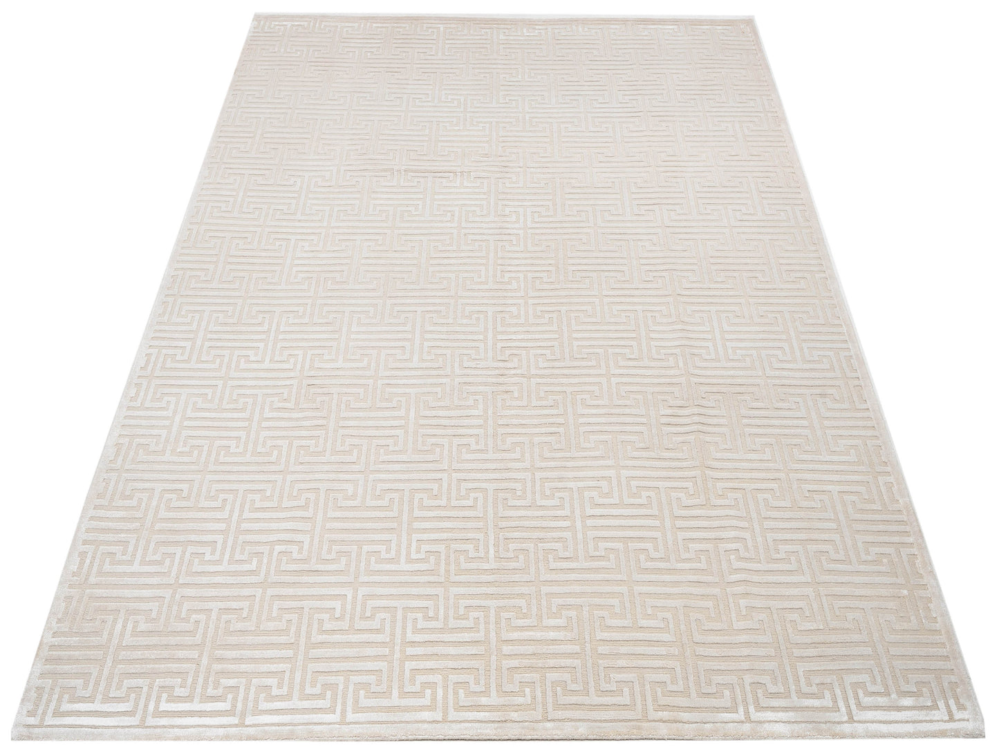 Tenzari Beige Ivory 8.1x10.2 Hand Knotted Rug
