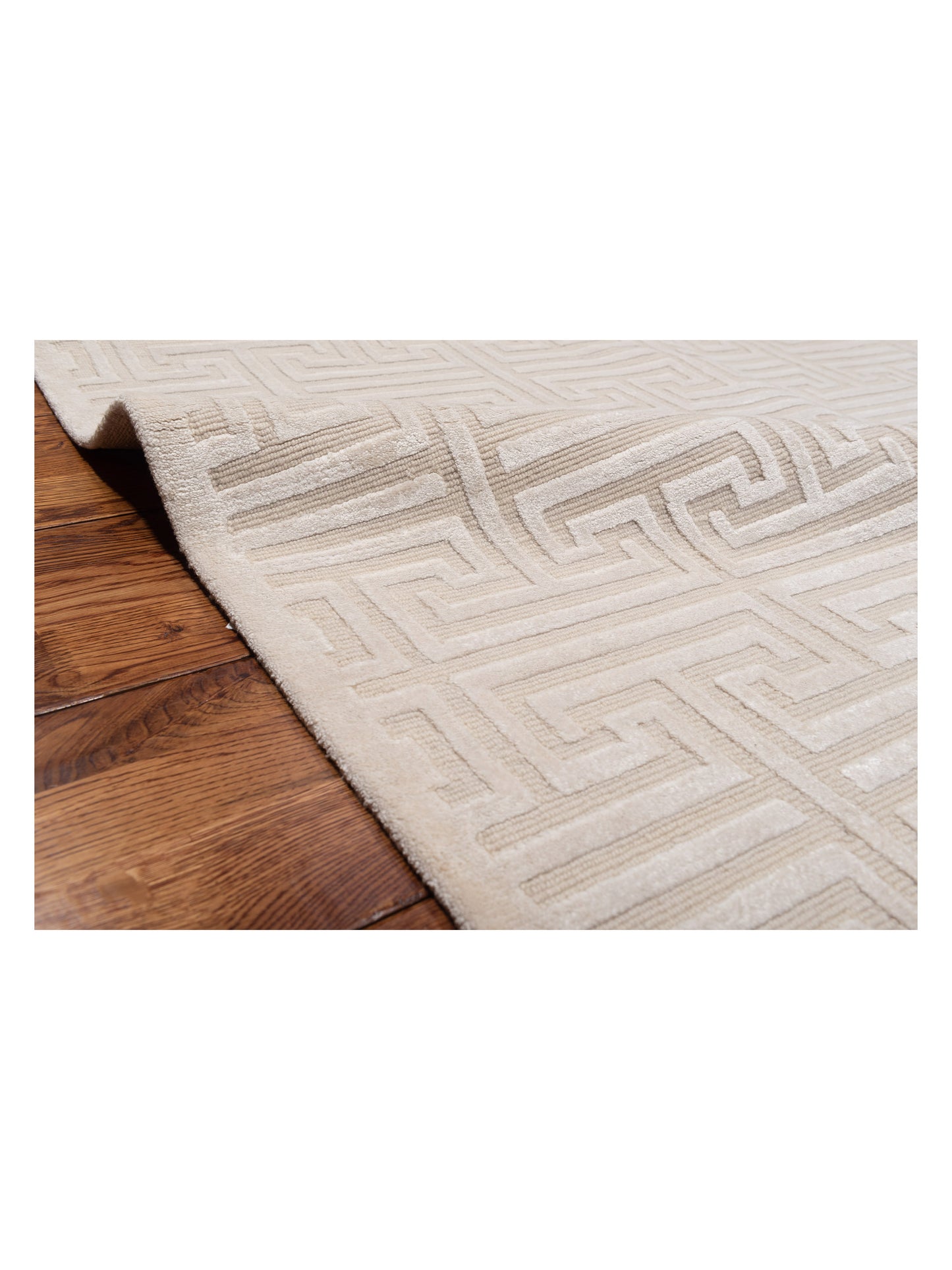 Tenzari Beige Ivory 8.1x10.2 Hand Knotted Rug