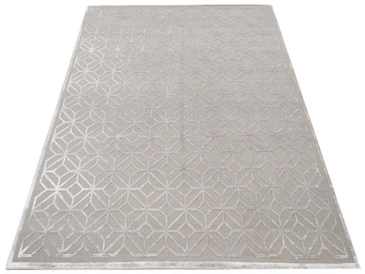 Tenzari Gray 8.1x9.11 Hand Knotted Rug