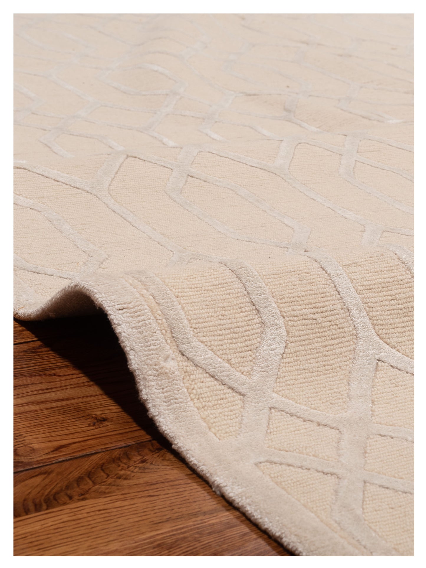 Tenzari Cream Ivory 9x12.1 Hand Knotted Rug
