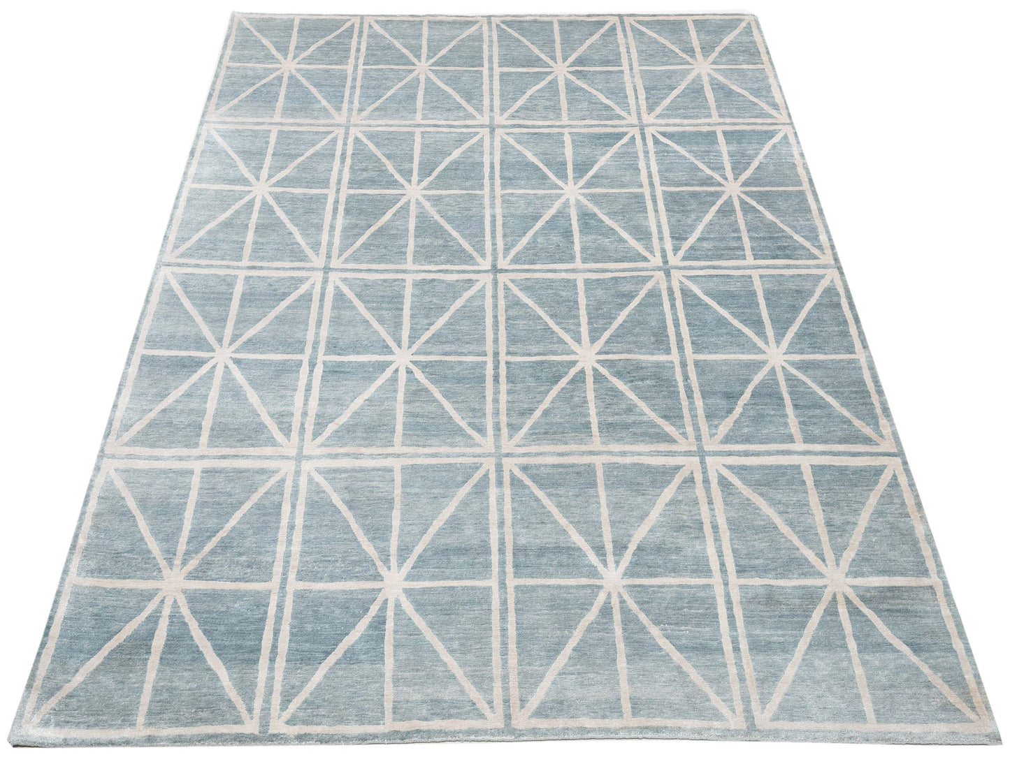 Tenzari Light Blue 8.4x13 Hand Knotted Rug