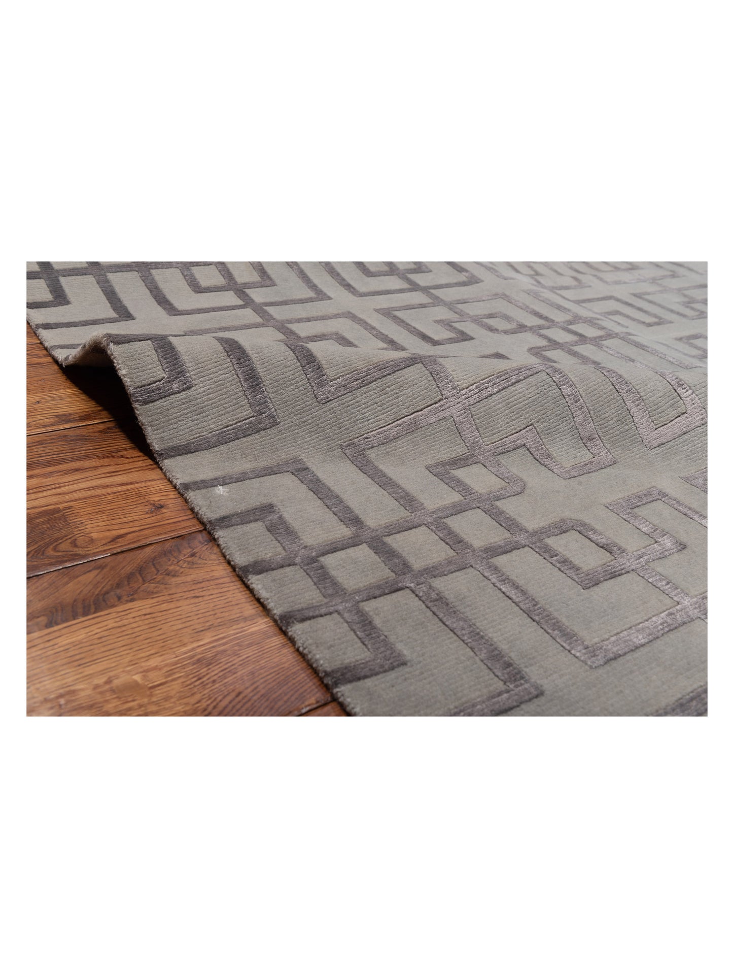 Tenzari Silver 8.1x9.11 Hand Knotted Rug