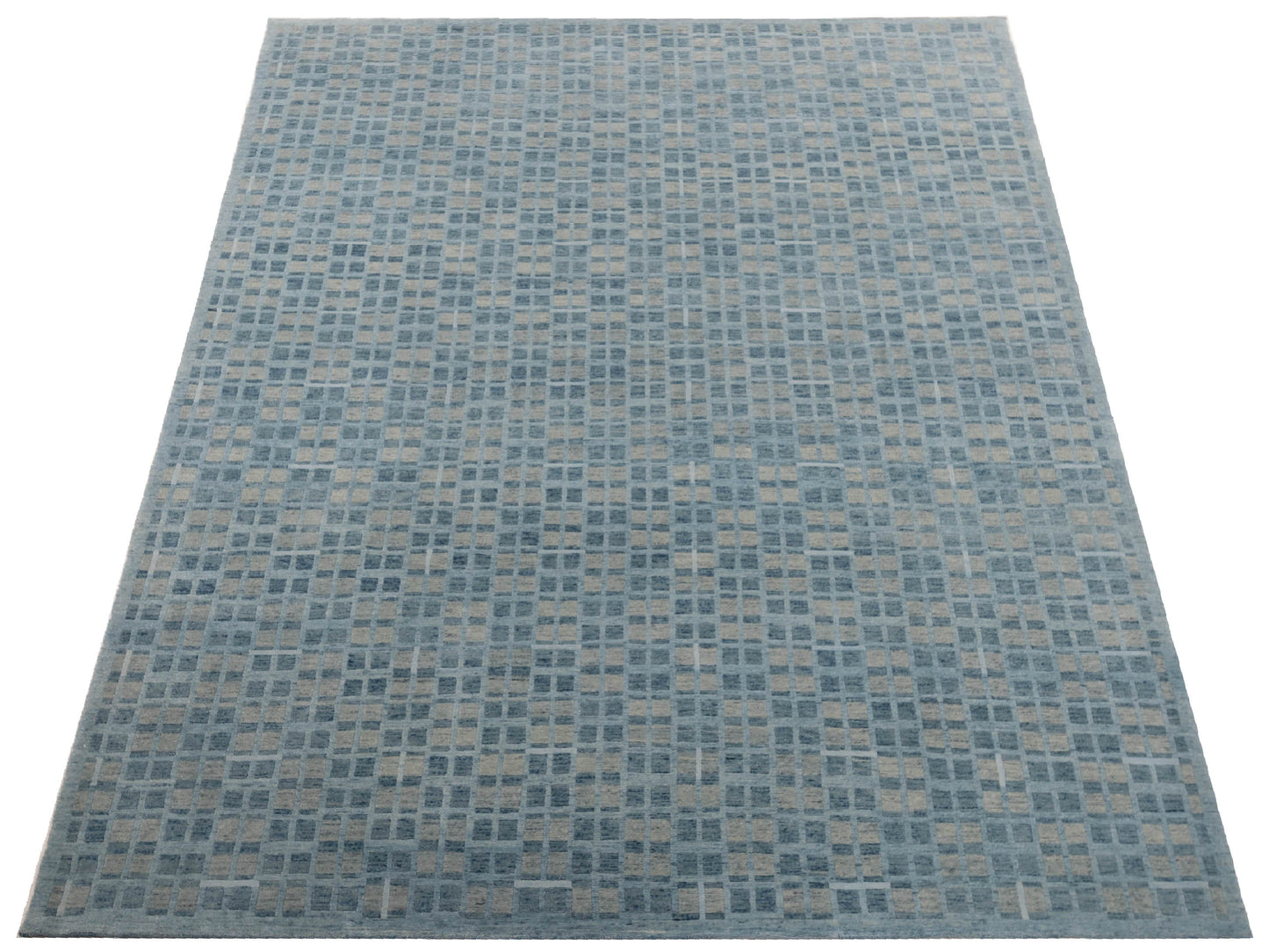 Tenzari Sea Blue Sea Blue 9.2x12.1 Hand Knotted Rug