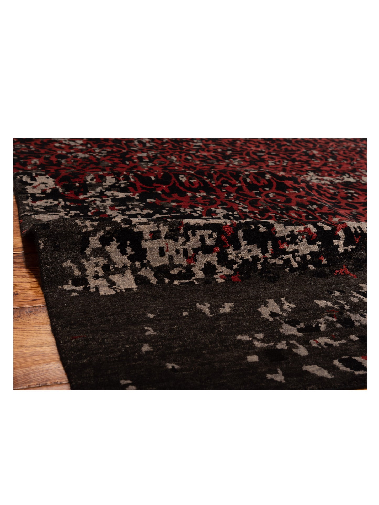 Tenzari Charcoal 7.11x9.10 Hand Knotted Rug