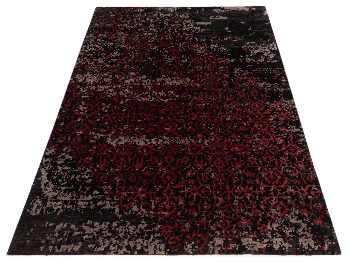Tenzari Charcoal Charcoal 6.2x8.10 Hand Knotted Rug