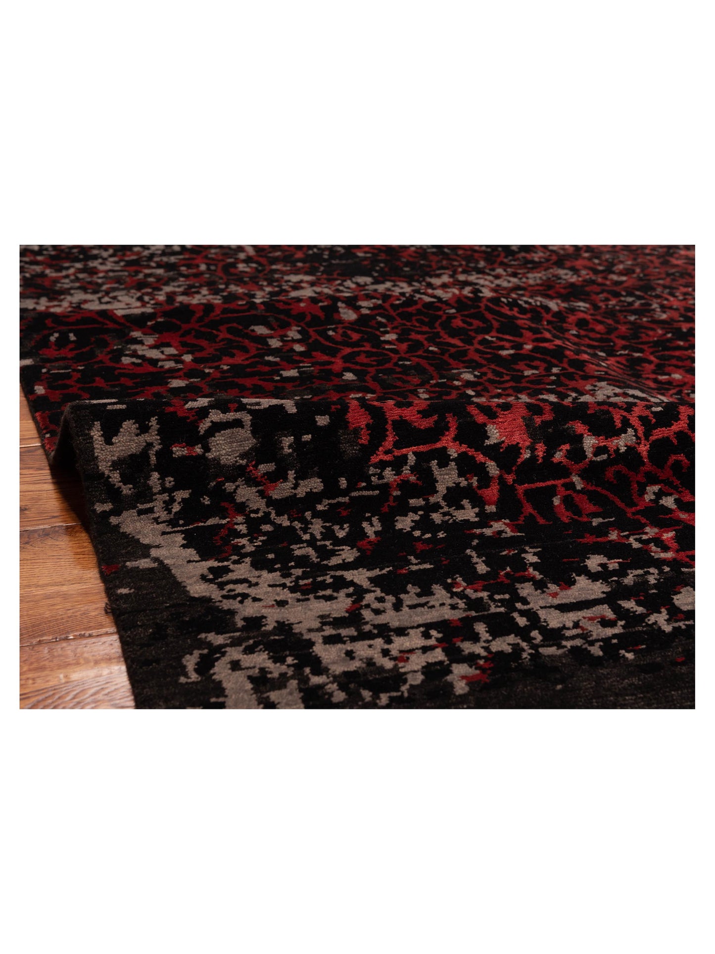 Tenzari Charcoal Charcoal 6.2x8.10 Hand Knotted Rug