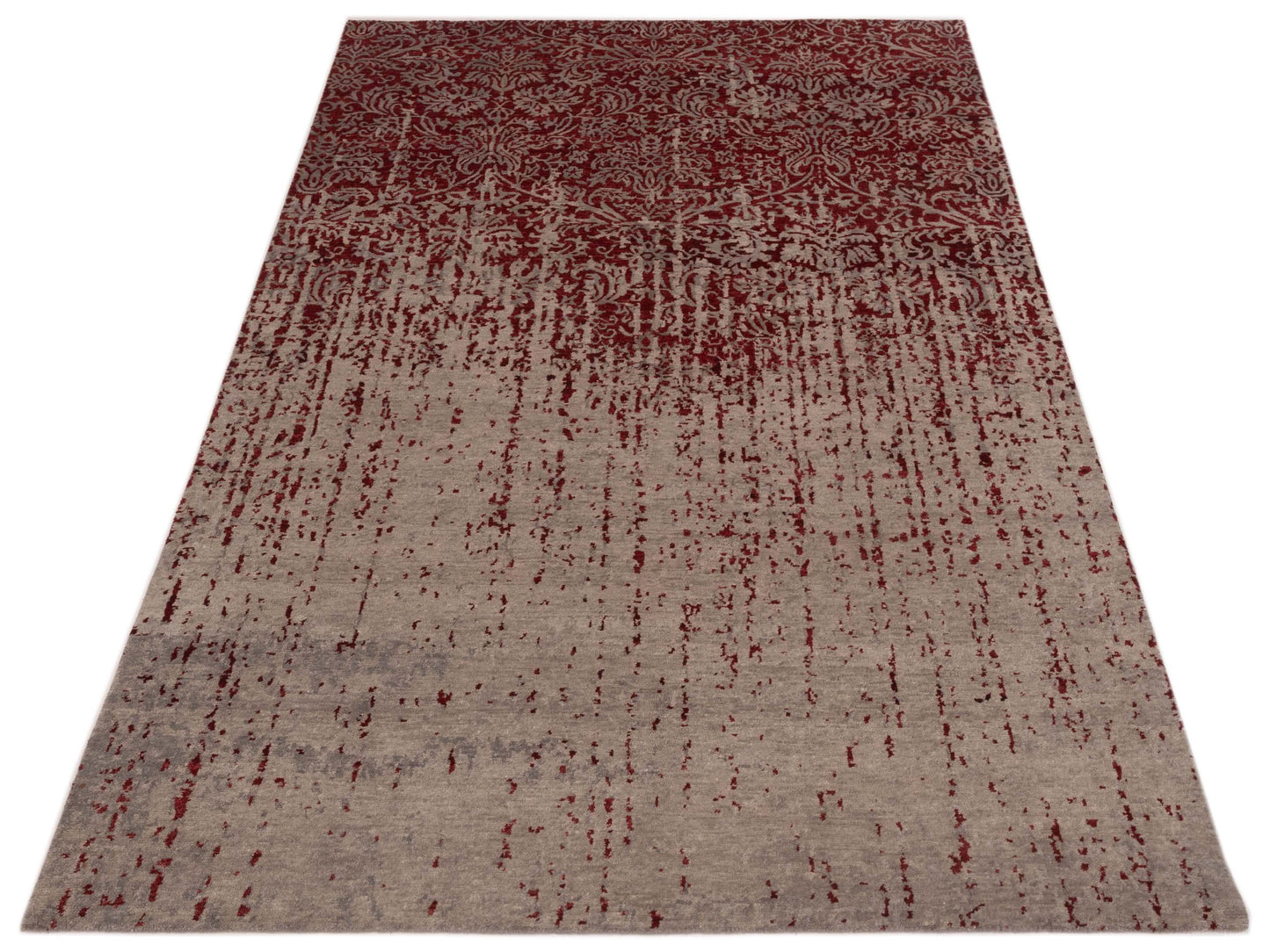 Tenzari Silver Red 6x8.11 Hand Knotted Rug