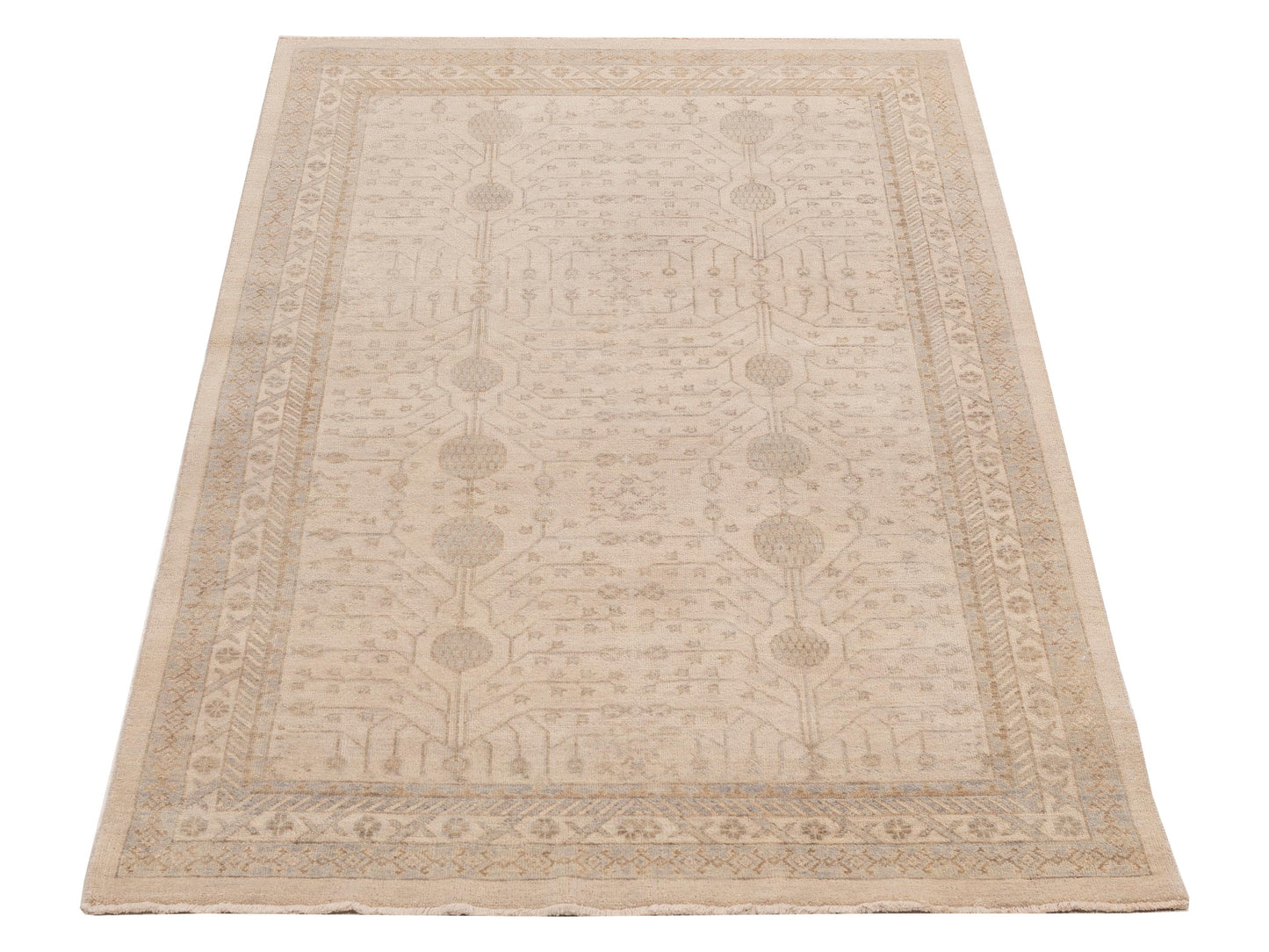 Rosetta Ivory Ivory 4.11x7.11 Hand Knotted Rug