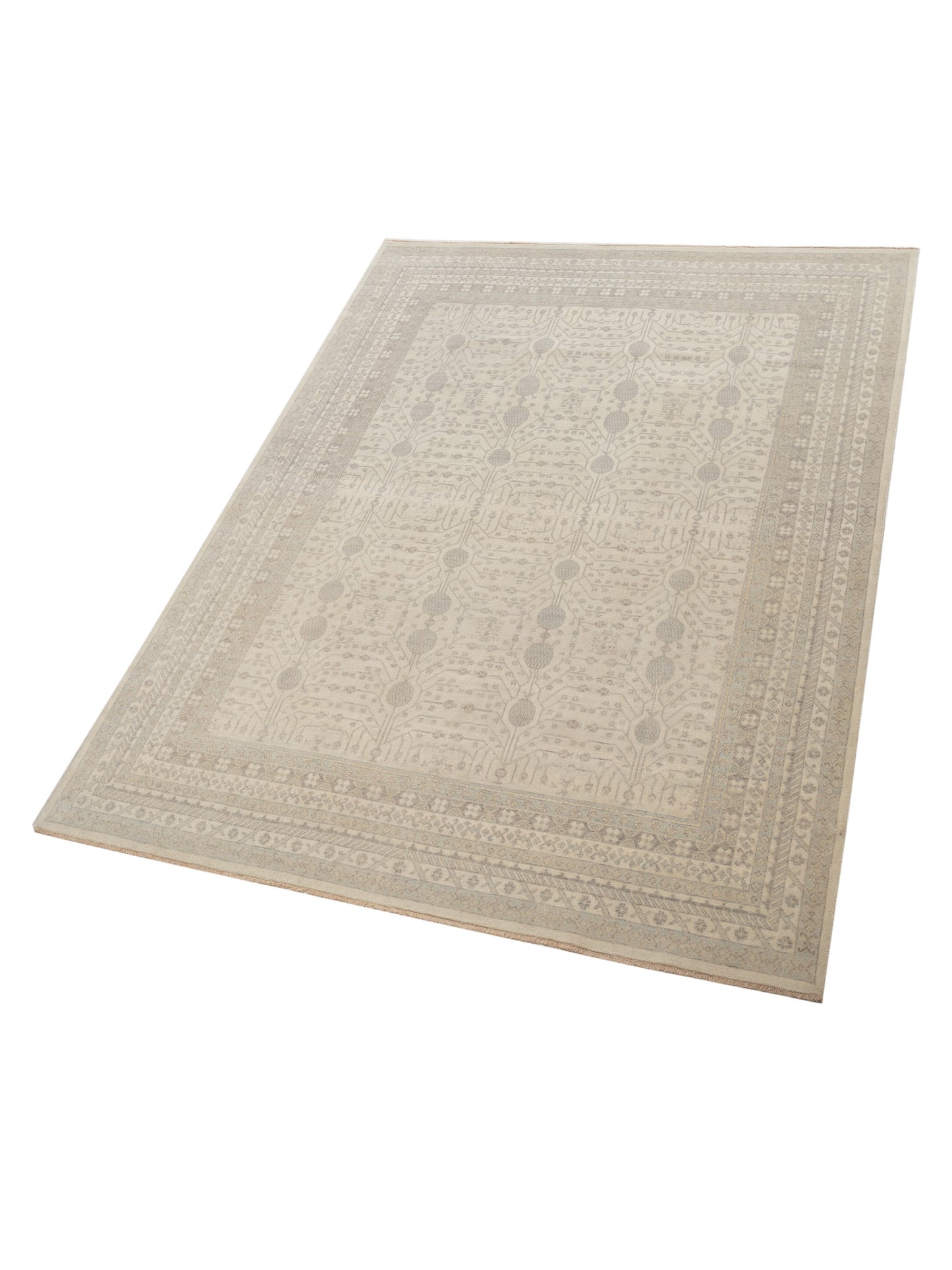 Rosetta Ivory Ivory 7.8x10.1 Hand Knotted Rug