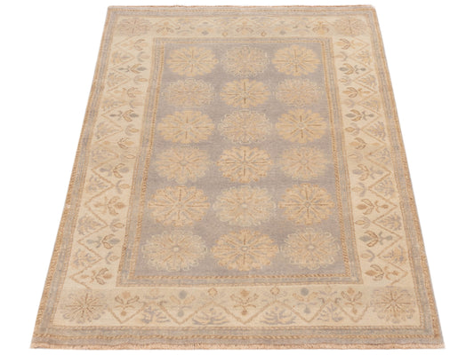 Rosetta Gray Ivory 4x5.6 Hand Knotted Rug