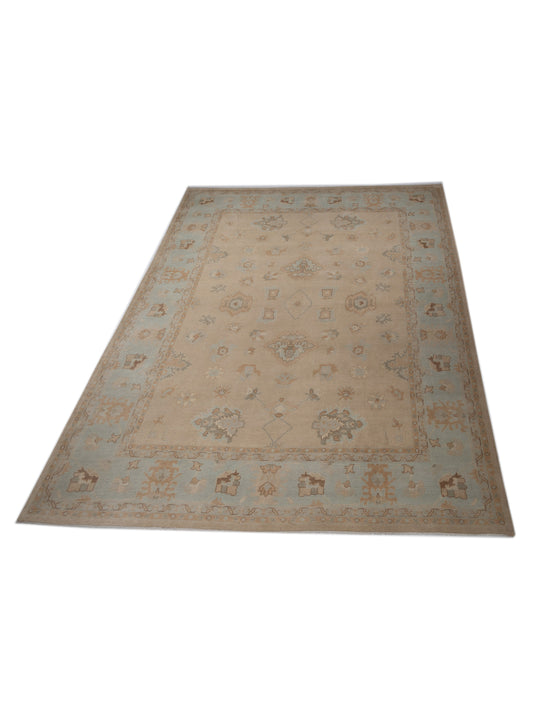 Oushara Cream Light Blue 12x15.5 Hand Knotted Rug