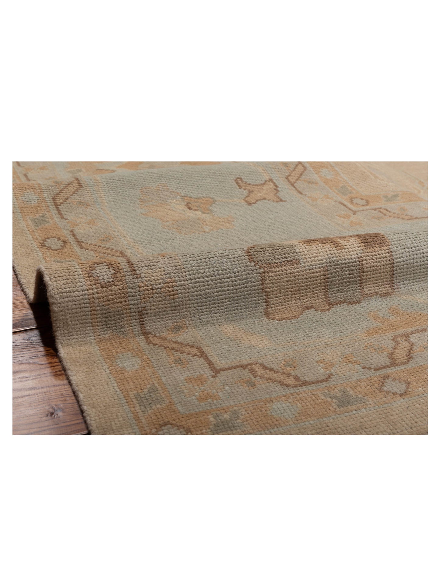 Oushara Cream Light Blue 12x15.5 Hand Knotted Rug