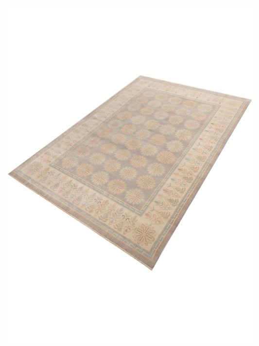 Rosetta Gray Ivory 10.3x14.6 Hand Knotted Rug