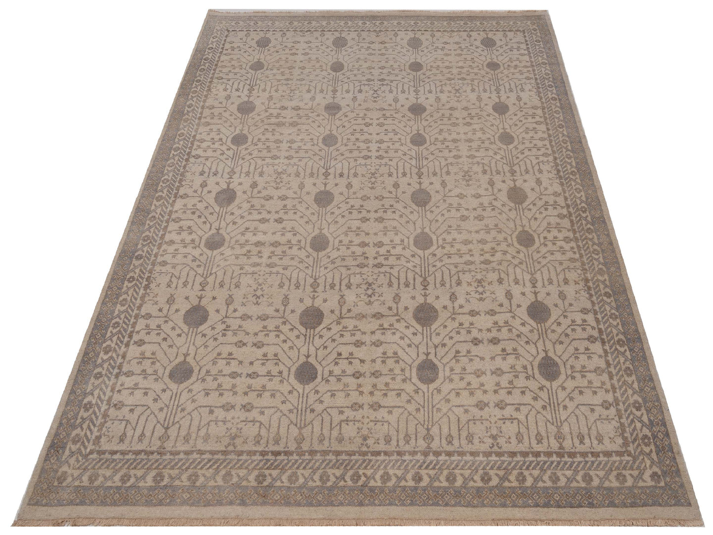 Rosetta Ivory Ivory 8.1x10.4 Hand Knotted Rug