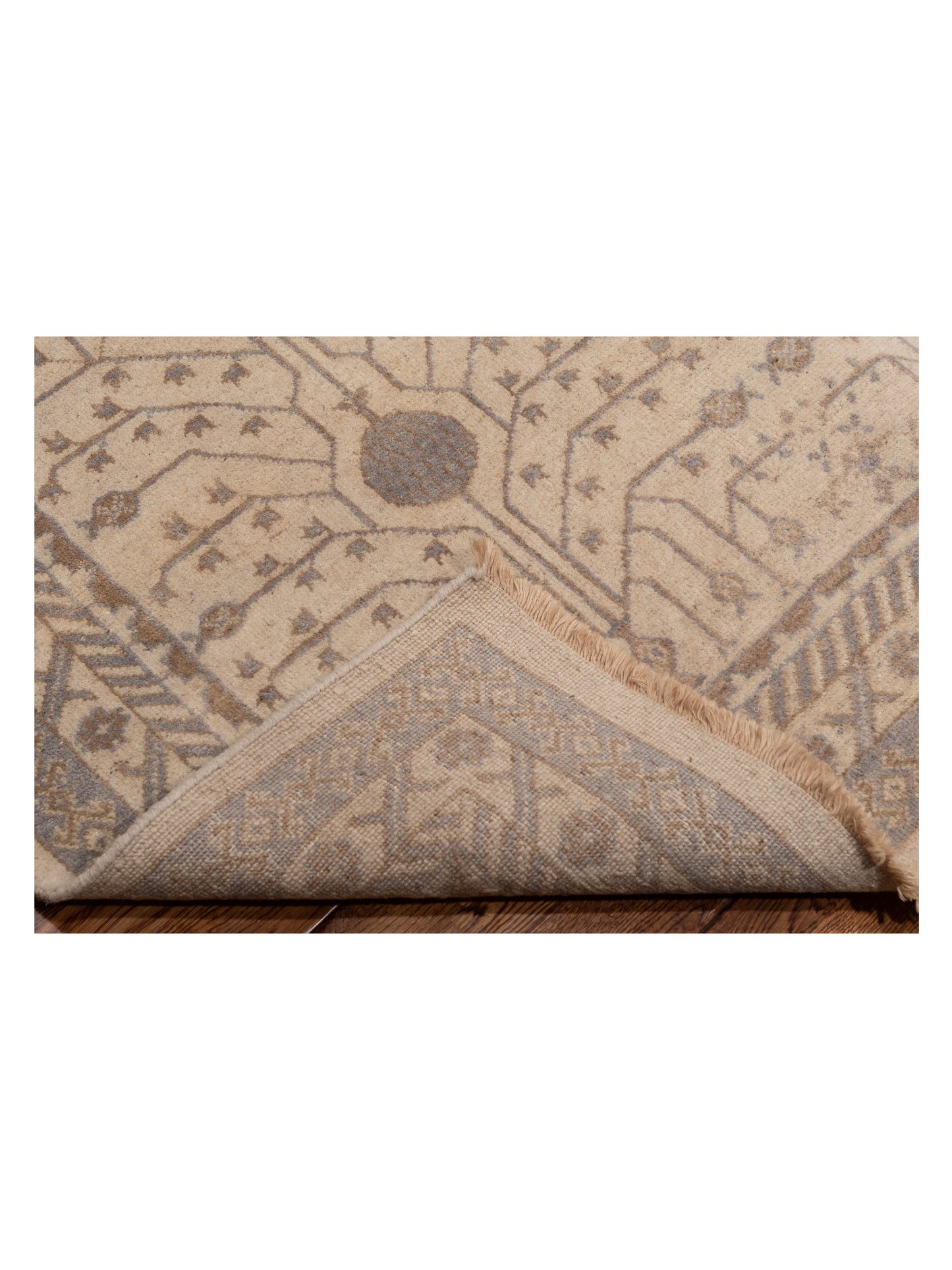 Rosetta Ivory Ivory 8.1x10.4 Hand Knotted Rug