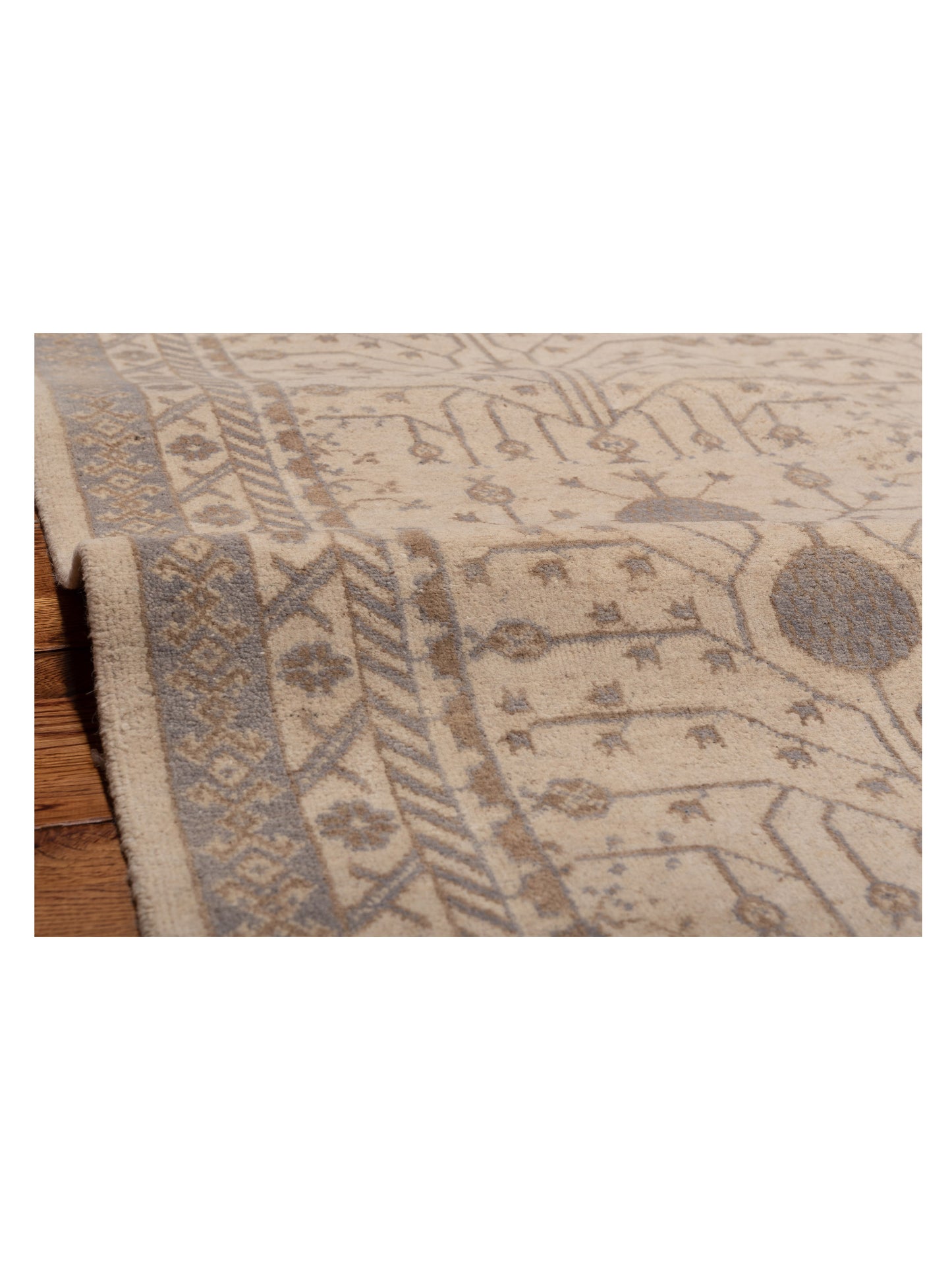 Rosetta Ivory Ivory 8.1x10.4 Hand Knotted Rug