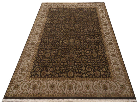 Javira Silk Brown Beige 7.11x10 Hand Knotted Rug