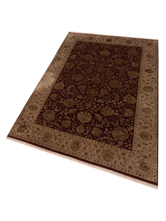 Javira Silk Red Beige 6.2x9.4 Hand Knotted Rug