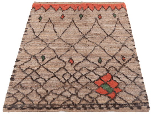 Baskra Light Brown Brown 5x8.1 Hand Knotted Rug