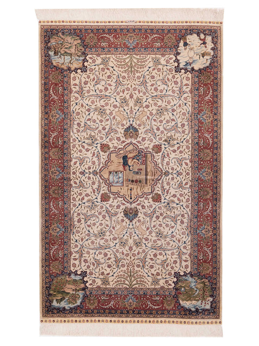 Pasha Pure Silk  Ivory Pink Traditional