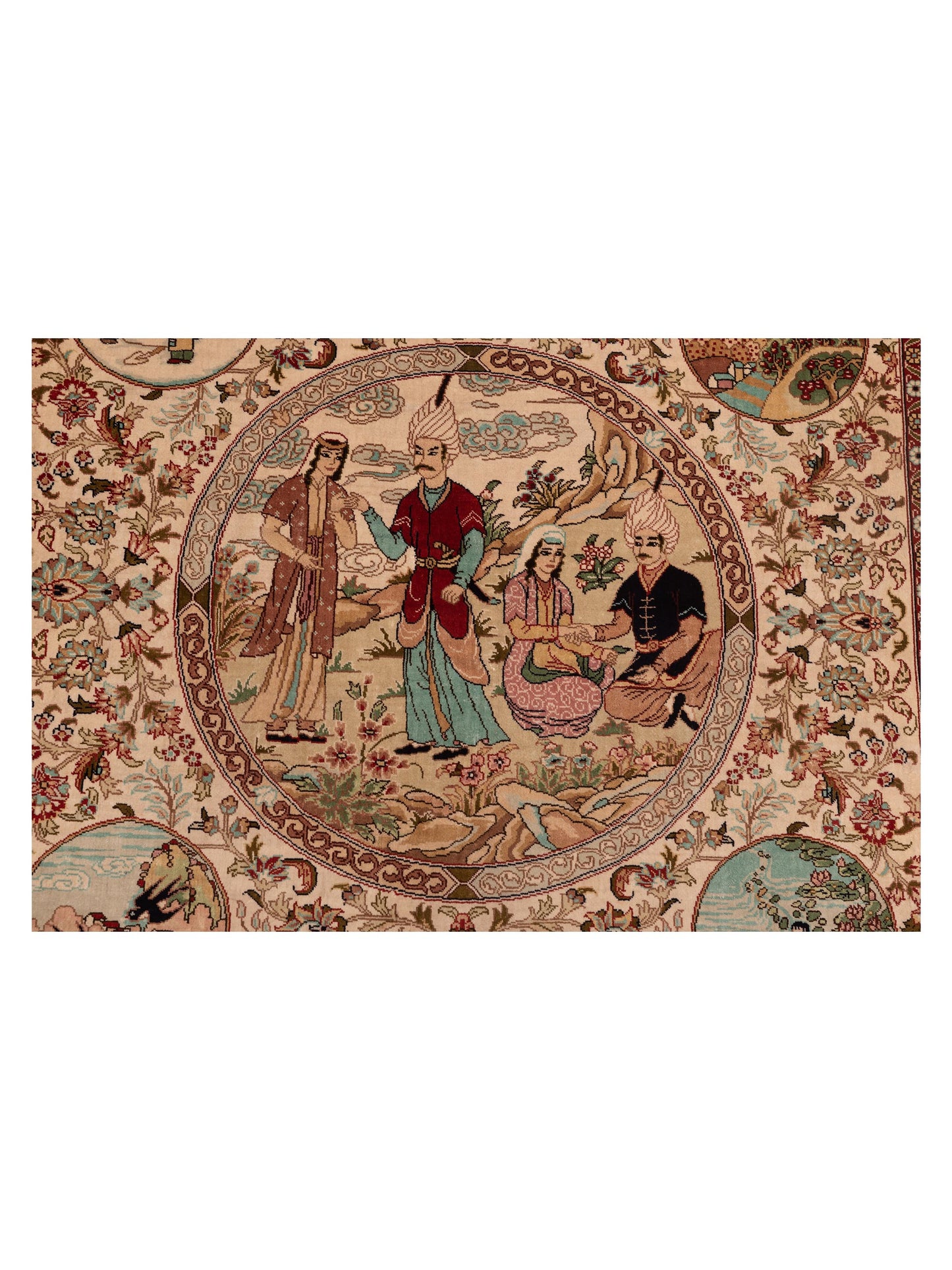 Pure Silk Ivory Beige 3.1x3.1 Hand Knotted Rug