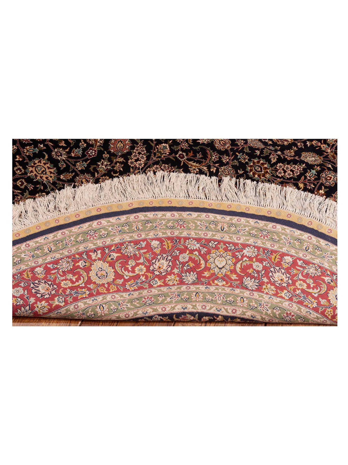 Pure Silk Navy Red 6.1x6.1 Hand Knotted Rug