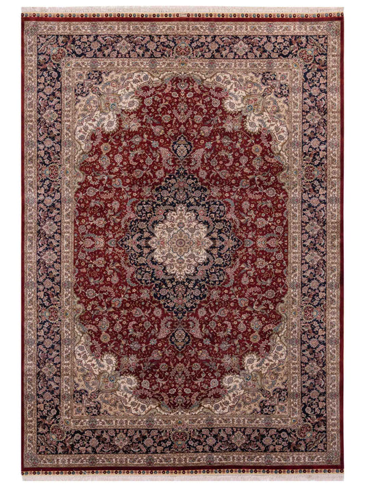 Pasha Pure Silk  Red Navy Traditional