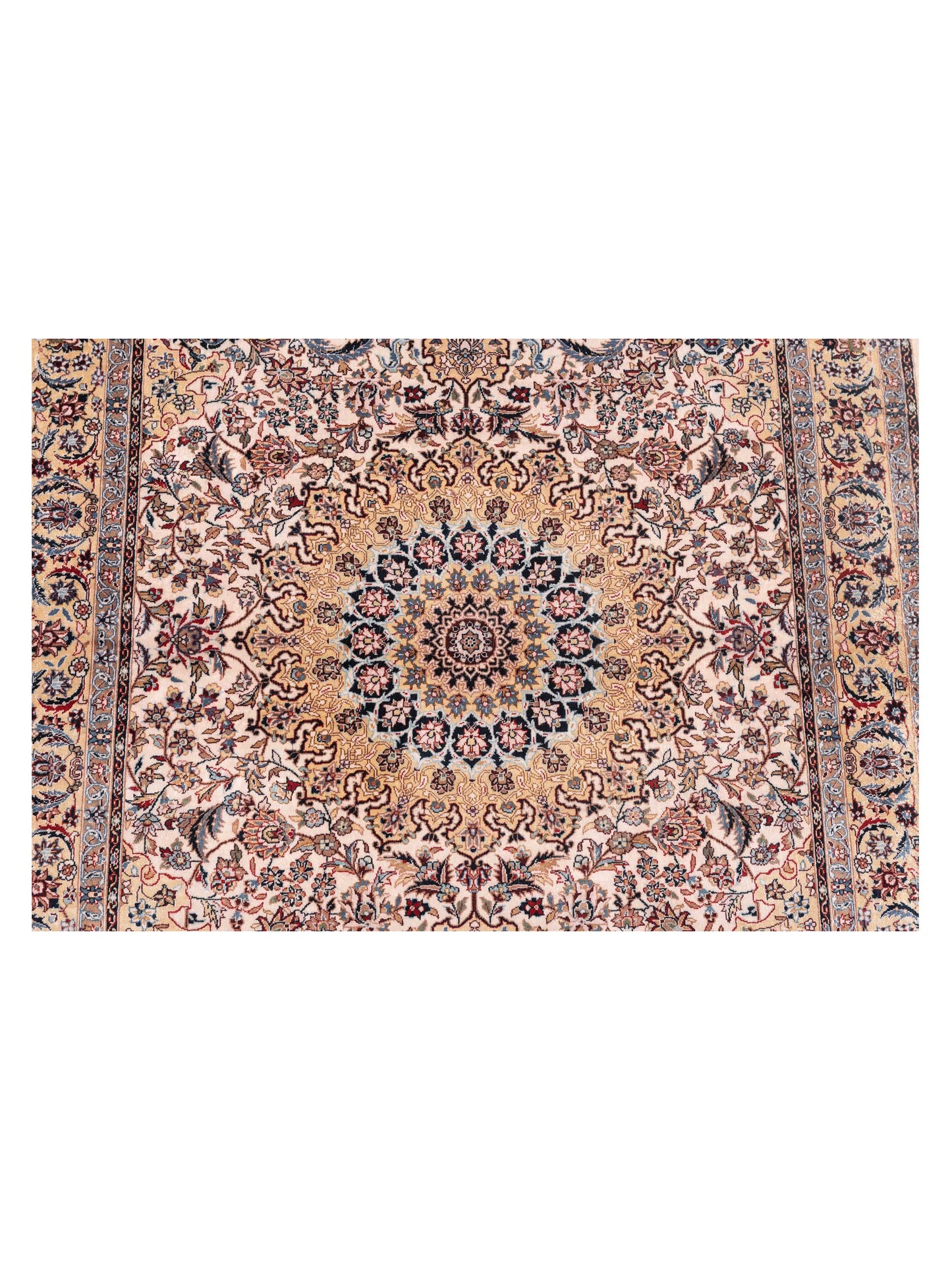 Pure Silk Ivory Gold 3x5 Hand Knotted Rug