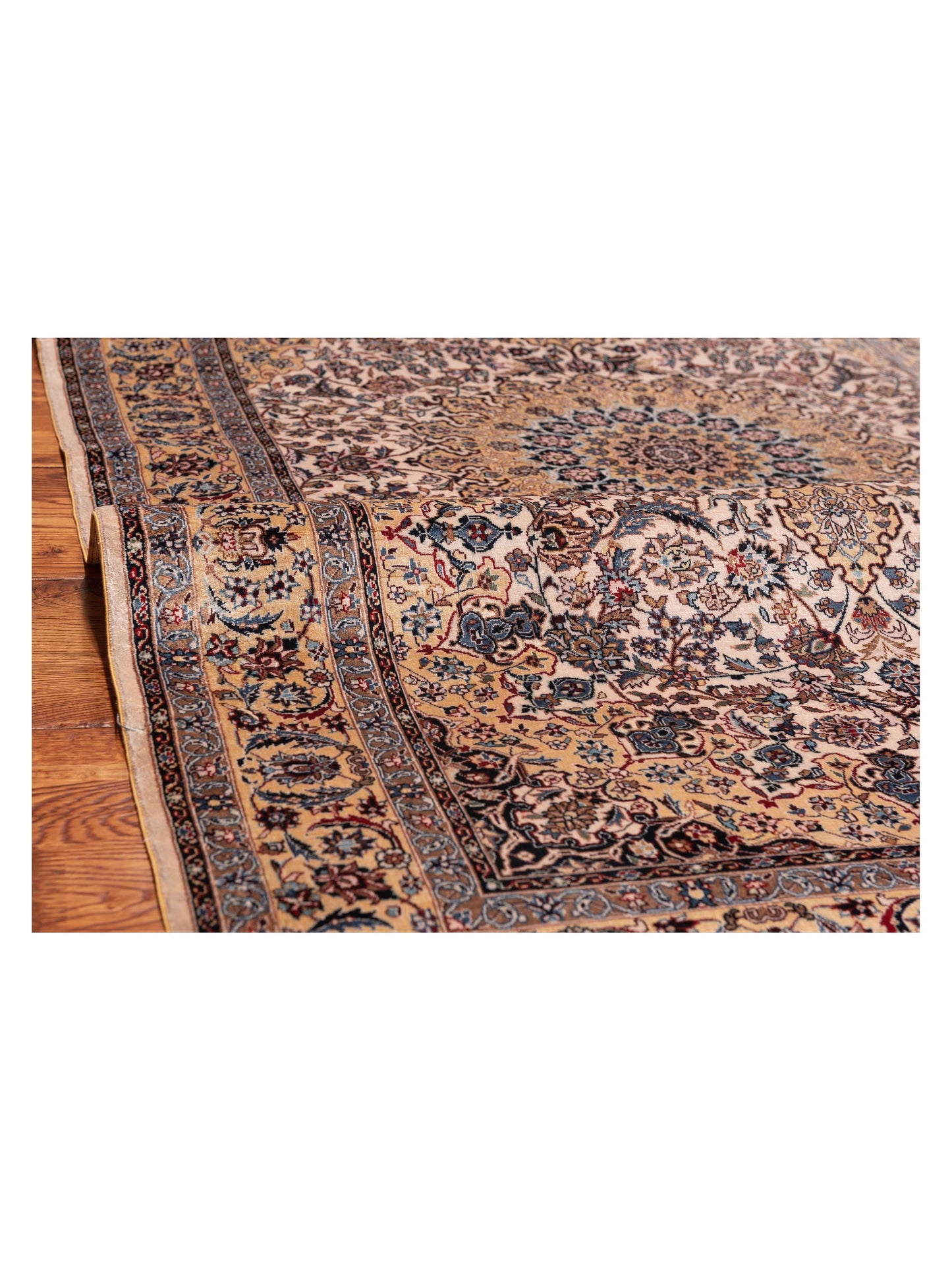 Pure Silk Ivory Gold 3x5 Hand Knotted Rug