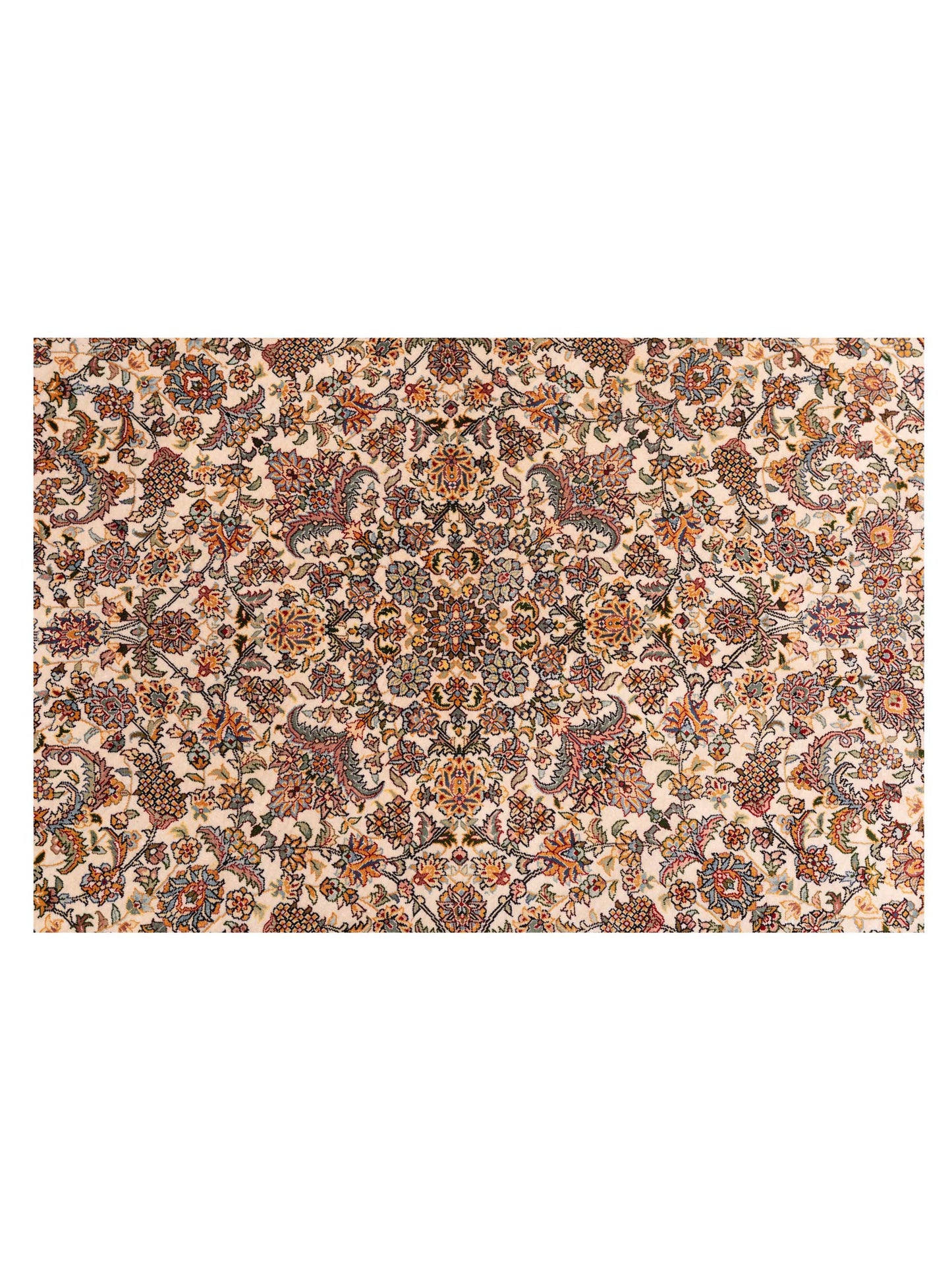 Pure Silk Ivory Gold 5x5 Hand Knotted Rug