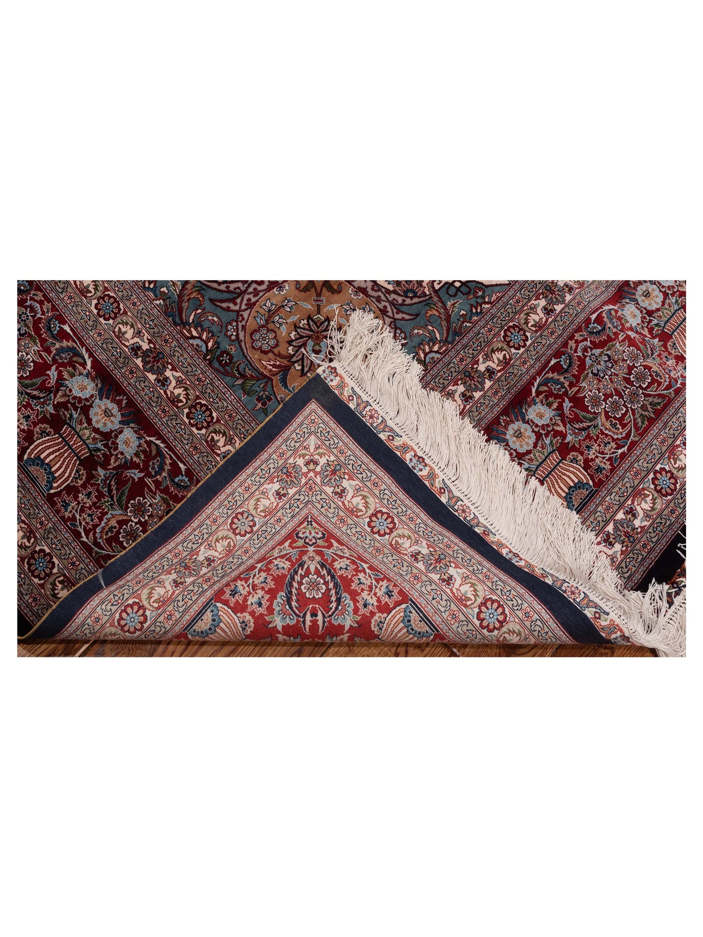 Pure Silk Navy Red 8.1x10 Hand Knotted Rug