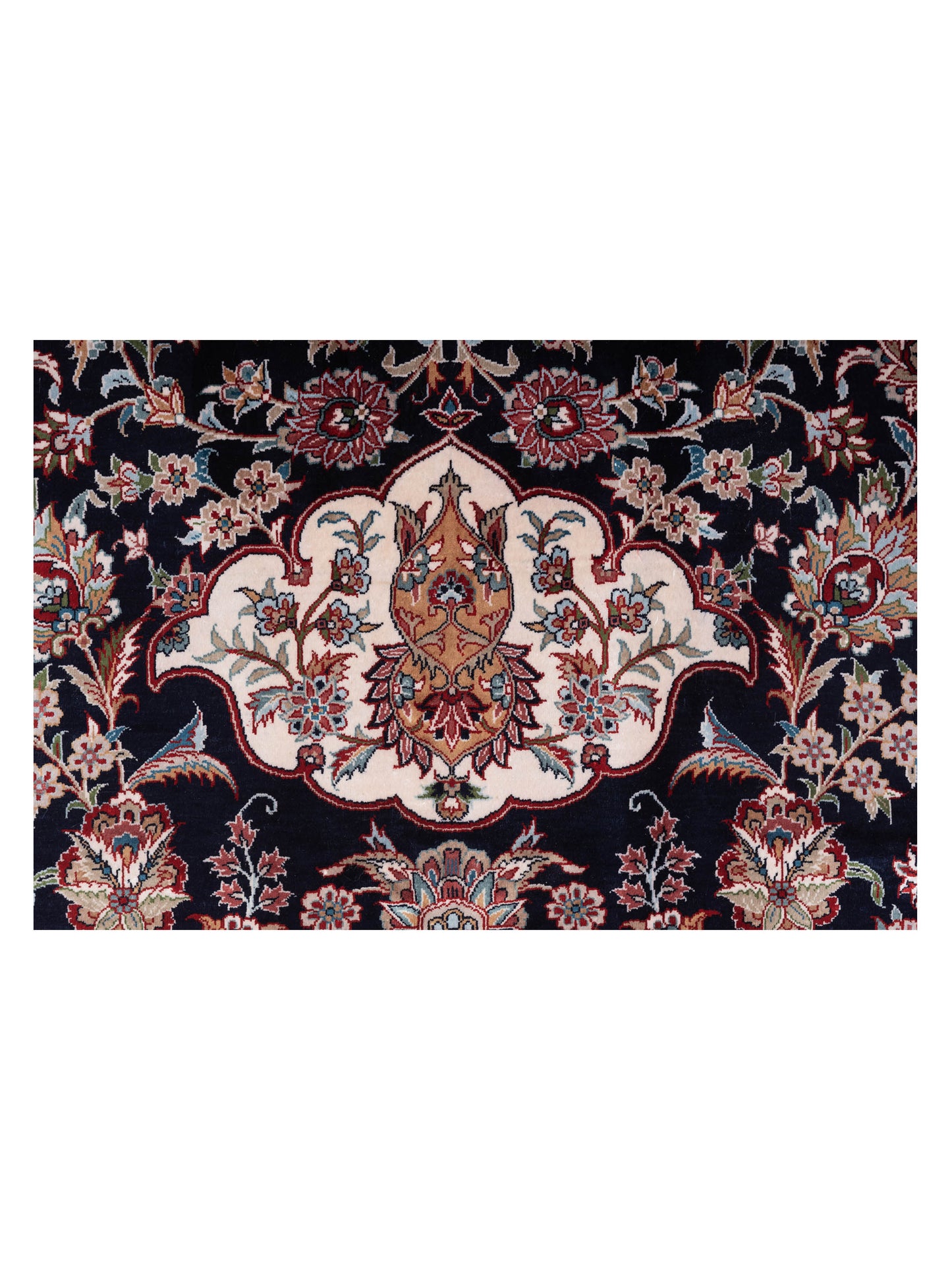 Pure Silk Navy Red 8.1x10 Hand Knotted Rug